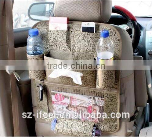 Car Interior Canvas Organizer Bag for Stuff in Seat Gold/Grey
