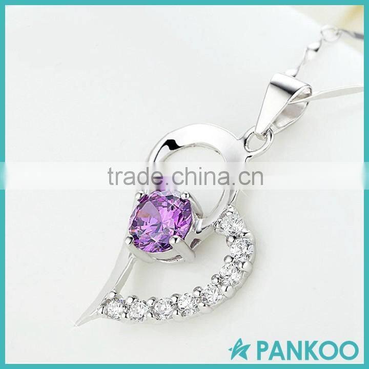 Stock Hot sell 925 sterling silver AAA zircon heart pendant for young girls