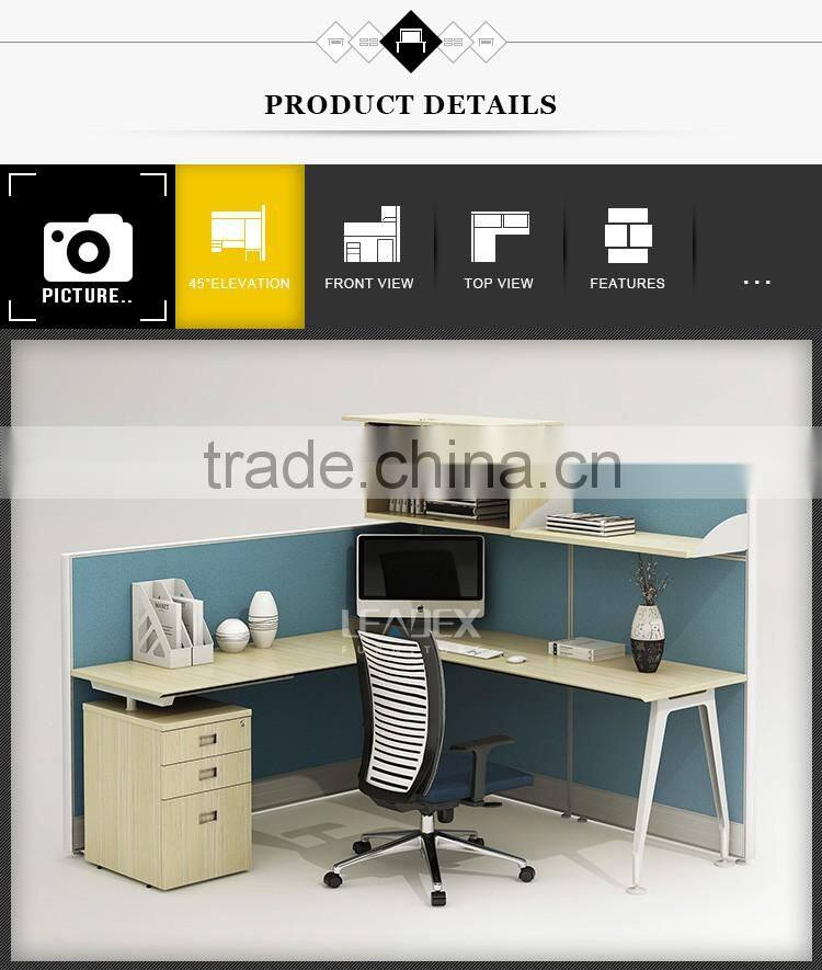 European Style Frosted Glass Partition Workstation With Overhead Cabinet