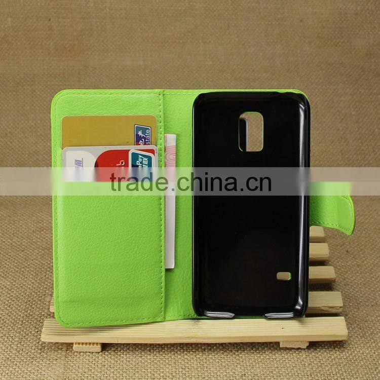 Wholesale Folio Stand Case for Samsung Galaxy S5 mini PU Leather Flip Cover with Wallet