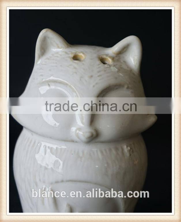 ceramic 3d fox white salt and pepper containers