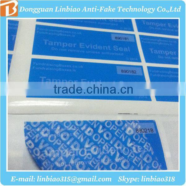 plastic warranty anti fake void logo sticker designer for temperature sensitive void sticker