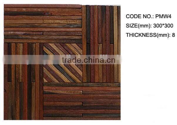 interior decoration Jigsaw pattern Wood mosaic tiles for wall background (PMW4)
