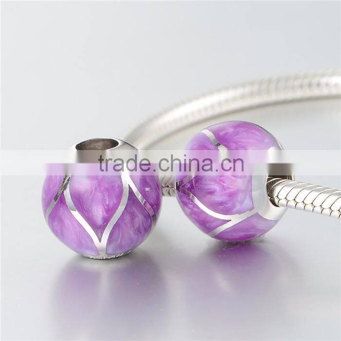 2016 European Romantic Purple Color Enamel S925 Charm Bracelet