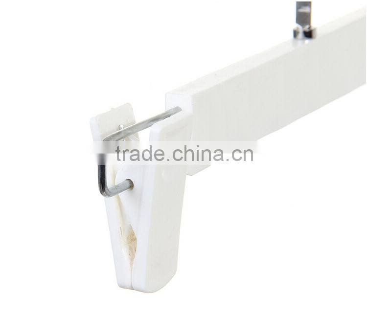 Square Hook White Plastic Skirt/Pant Hanger with Adjustable Clips