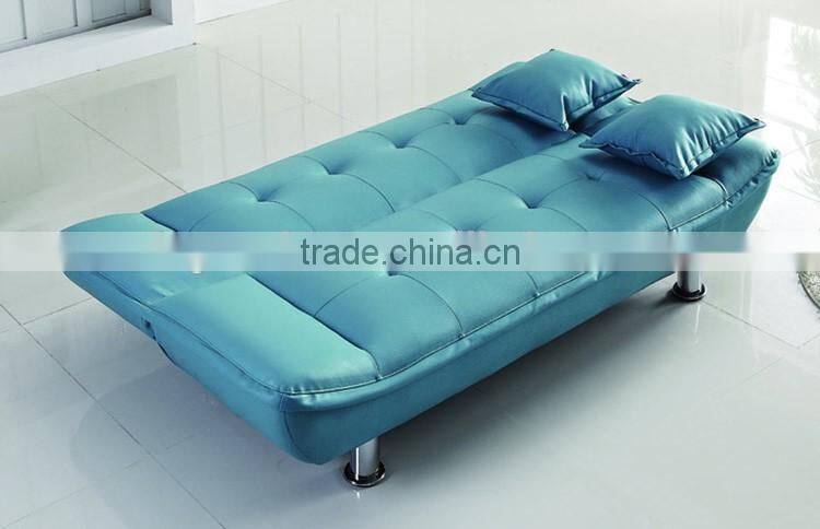 Fashion design rhombus leather recliner sofa foldable bed with metal legs