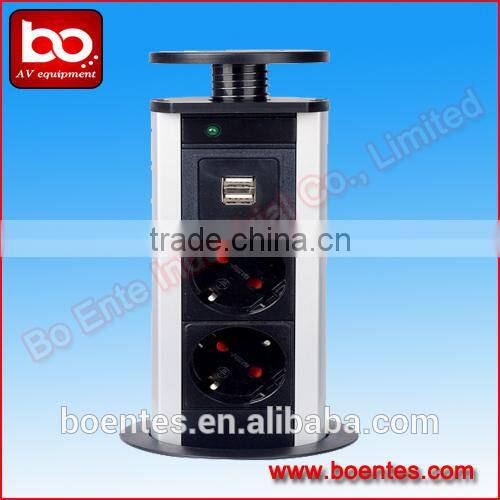 Tabletop Vertical Type Kitchen Hidden Pop Up Power Socket with USB Charger