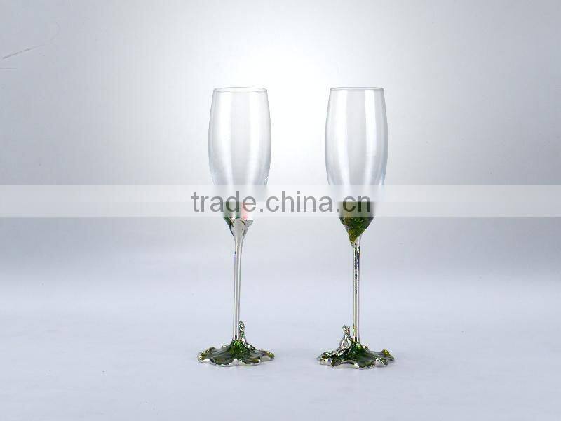 pewter design enamel color craft champagne glass