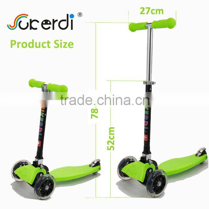 2015 new CE EN71 mini maxi folding 120/80mm 3 PU wheel children scooter