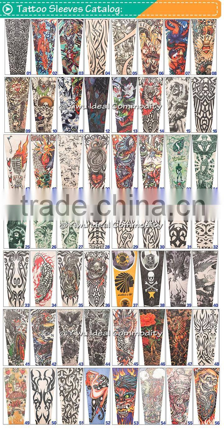 Novelty Women Spandex Colorful Flower Tattoo Sleeve