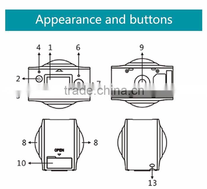 1080P camcorder support Android IOS 360 panorama camera