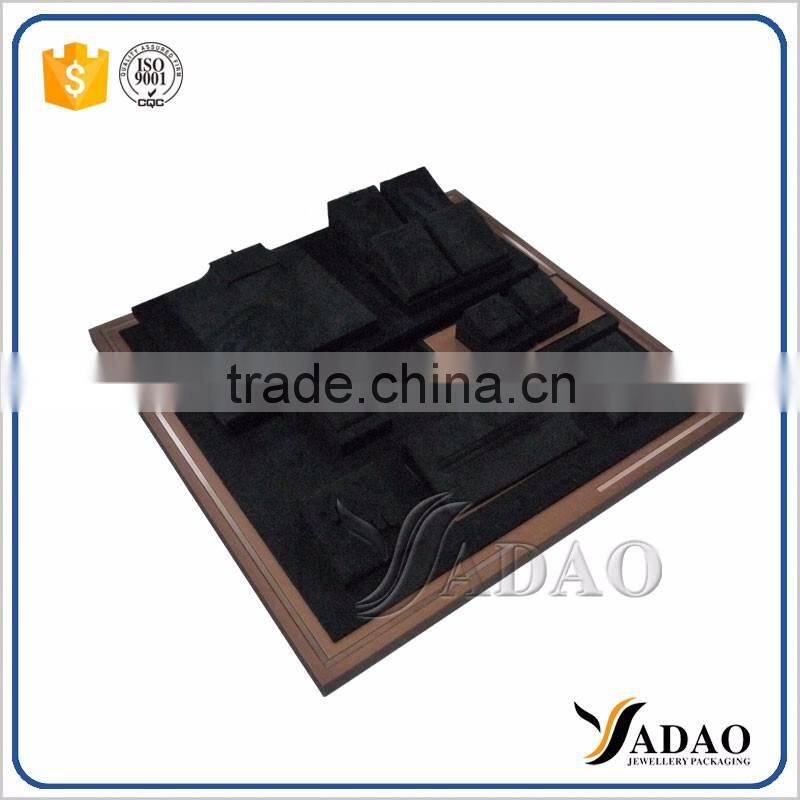 luxury collection wooden small size Black velevt jewellery window display supplier