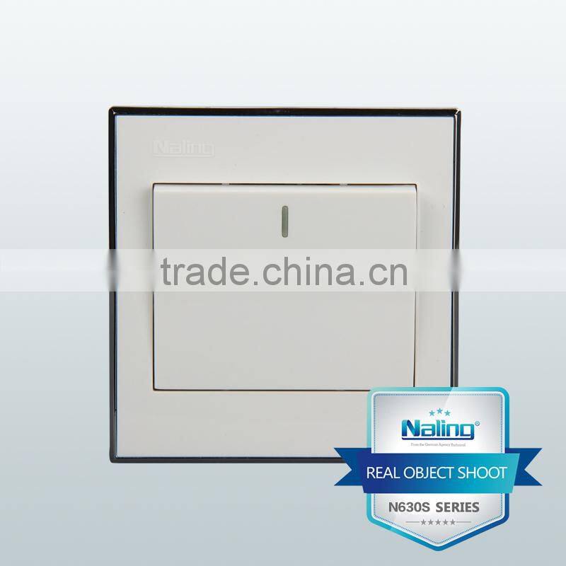 Wenzhou manufacturer pure white with silver ring 1 gang 2 way electric wall switch