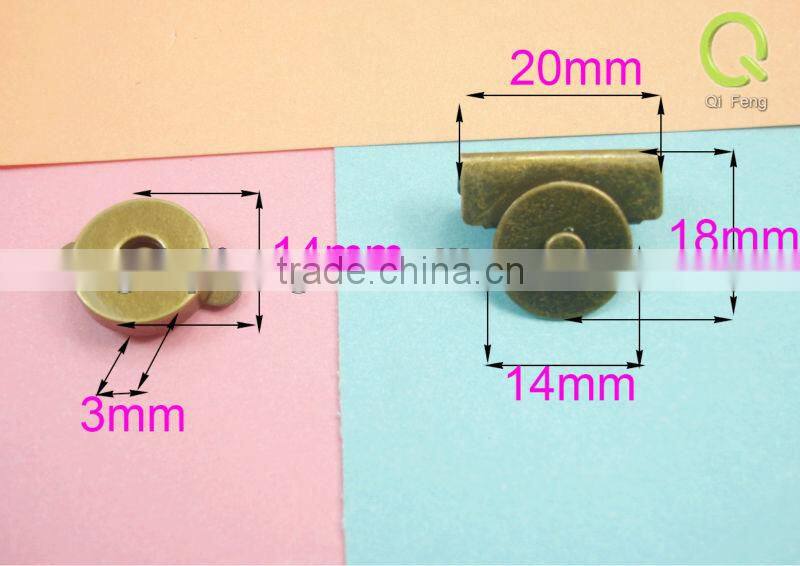 Factory wholesale handbags hardware 14mm magnetic button