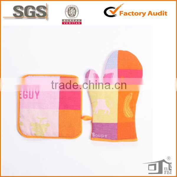 2014 new kitchen textile fabric oven glove and pot holders