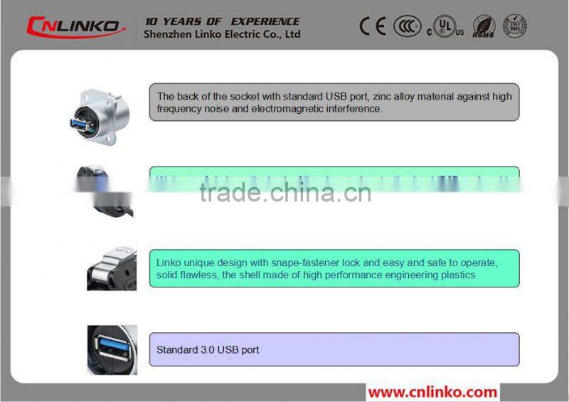 Economic best sell Usb 3.0 Version Connector Circular Waterproof Usb 3.0 Receptacle Two Sided Usb Cable