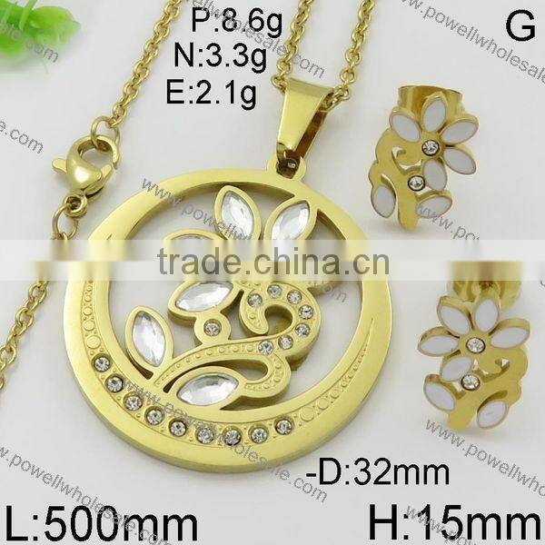 Wholesale price hot heart style 21 carat gold jewelry set