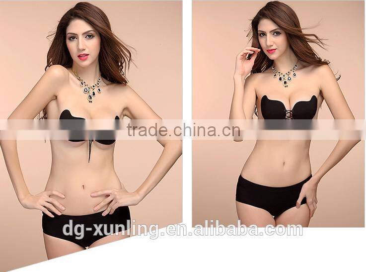 Sexy woman Push Up Self-Adhesive Silicone Bust Front Closure Strapless Invisible bra Wholesale