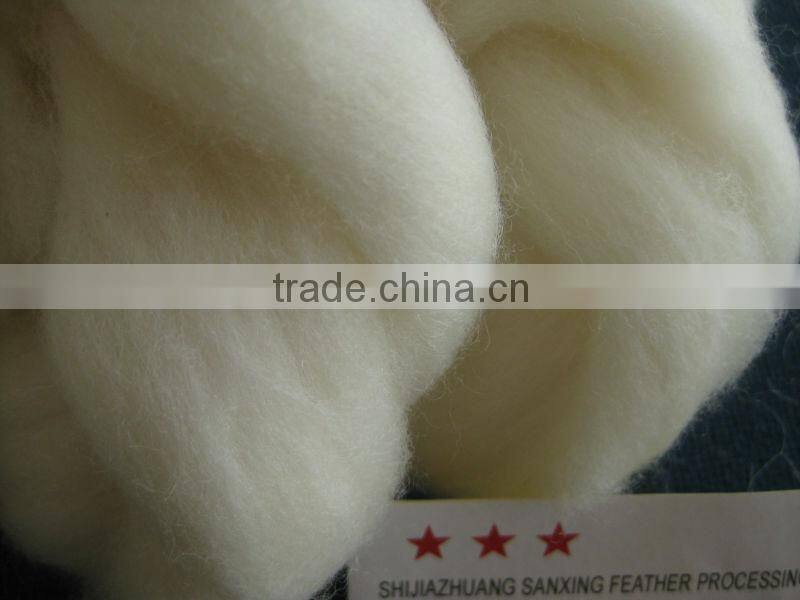 HOT!!!good quality merino wool top with shrink-resistant/superwash treatment 22.5MIC, 80MM, natural white color.