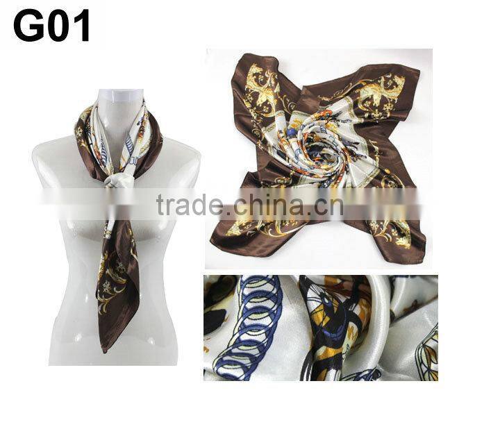 New Fashion Women Lady Large Square Scarf Silk Head Wrap Kerchief Neck Satin Scarf Shawl