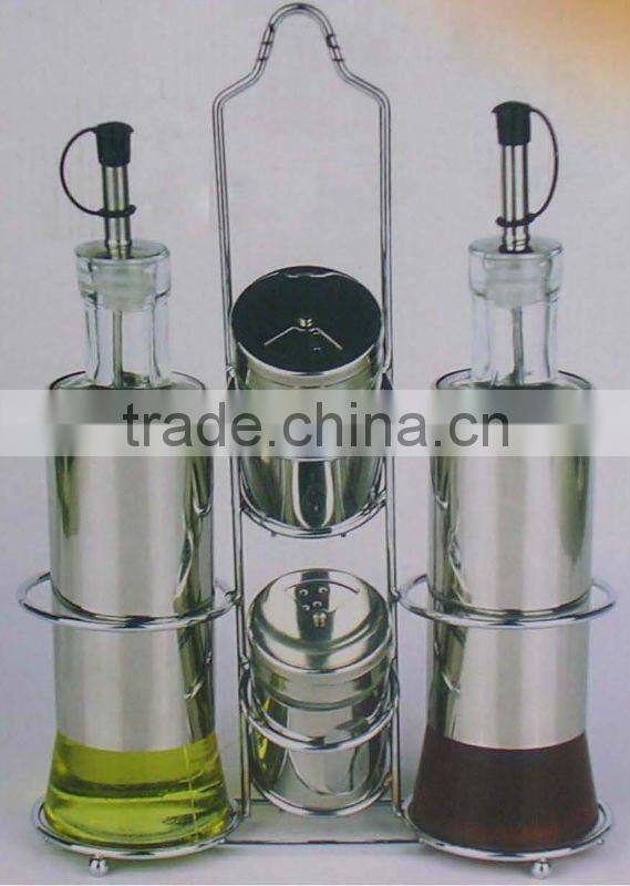 500ml metal rack glass oil and vinegar bottle set