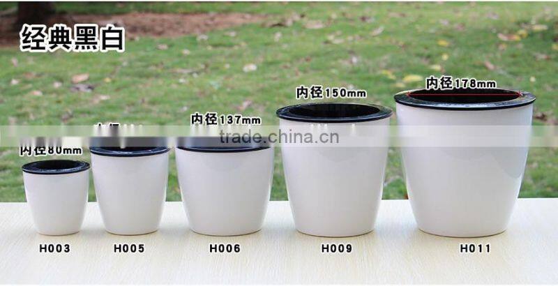 round colorful self watering flower pot