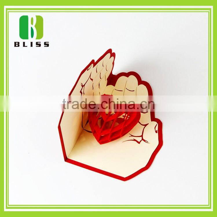 Video red custom die cut 3d folding Customized 2.4'' 2.8'' 4.3'' 5'' 7'' 10'' digital video lcd greeting card