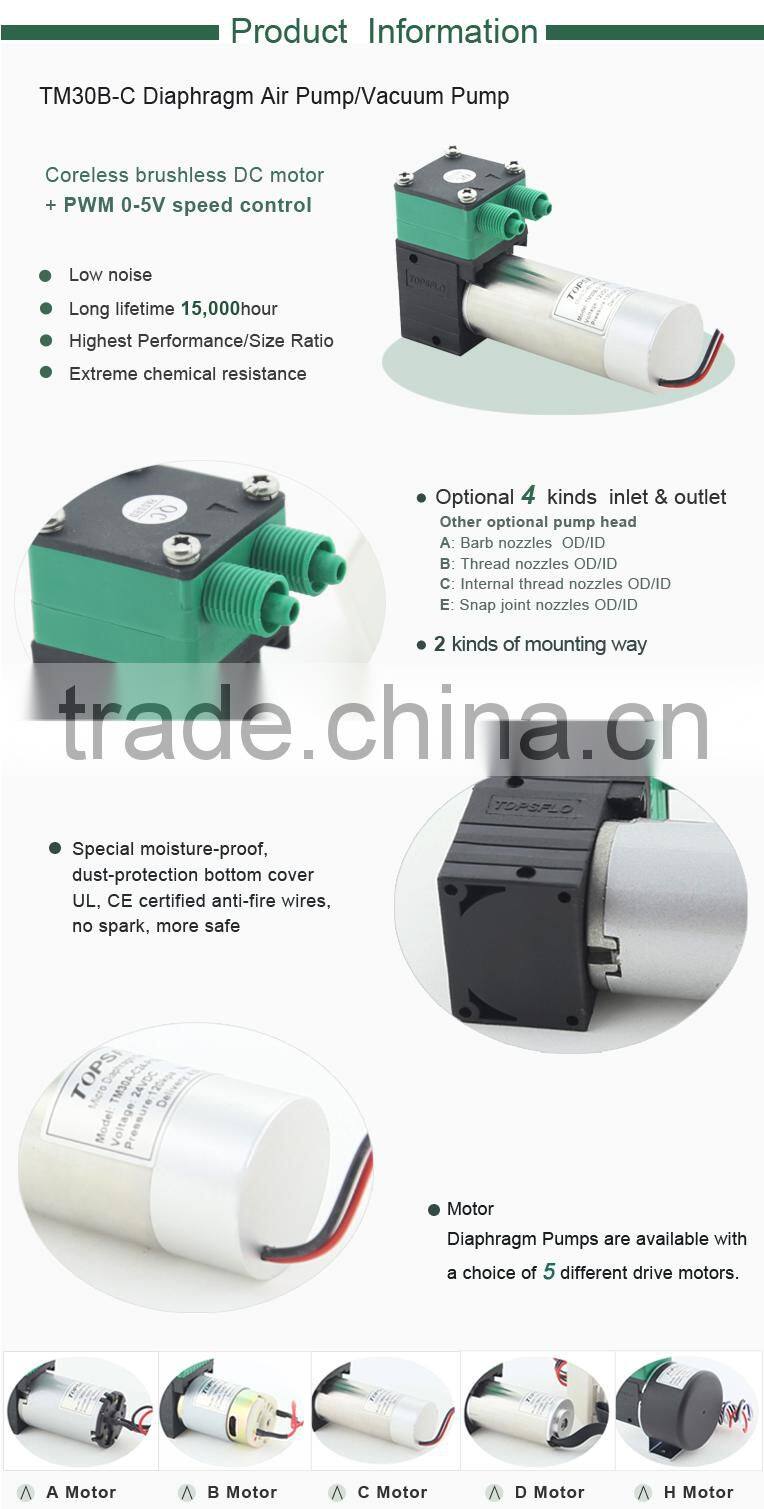 Micro diaphragm brushless 12v 24v dc super quiet hemodialysis machines vacuum pump