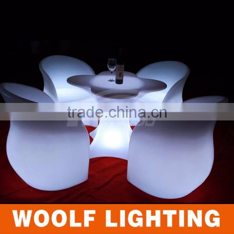 Popular Four-leaf Clover Shape Illuminated Restaurant and Coffee Shop Used glowing LED Light Up Coffee Table