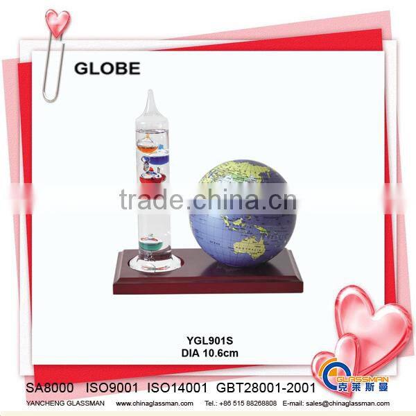 plastic deskpot globe with wood base YGL1210