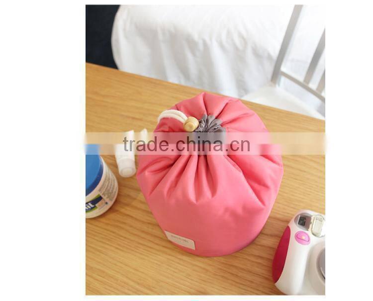 New han edition cylinder large volume waterproof draw string washing digital multifunctional travel to receive cosmetic bag