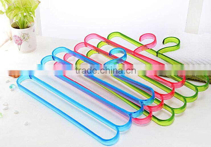 Fashion Colorful 4Layer Plastic Trousers Hanger Towel Hanger Clothes Hanger