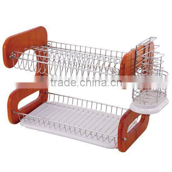Two-Tier New Chrome Plated Steel Dryer Rack for Dishes and Utensils in Kitchen