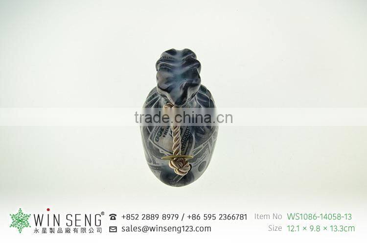 promotional gift money pattern with bag shape ceramic saving bank
