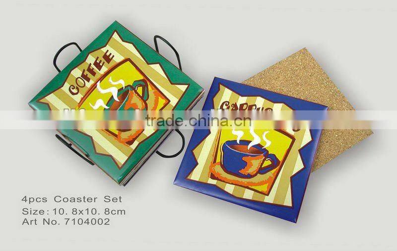 ceramic coaster with cork frame