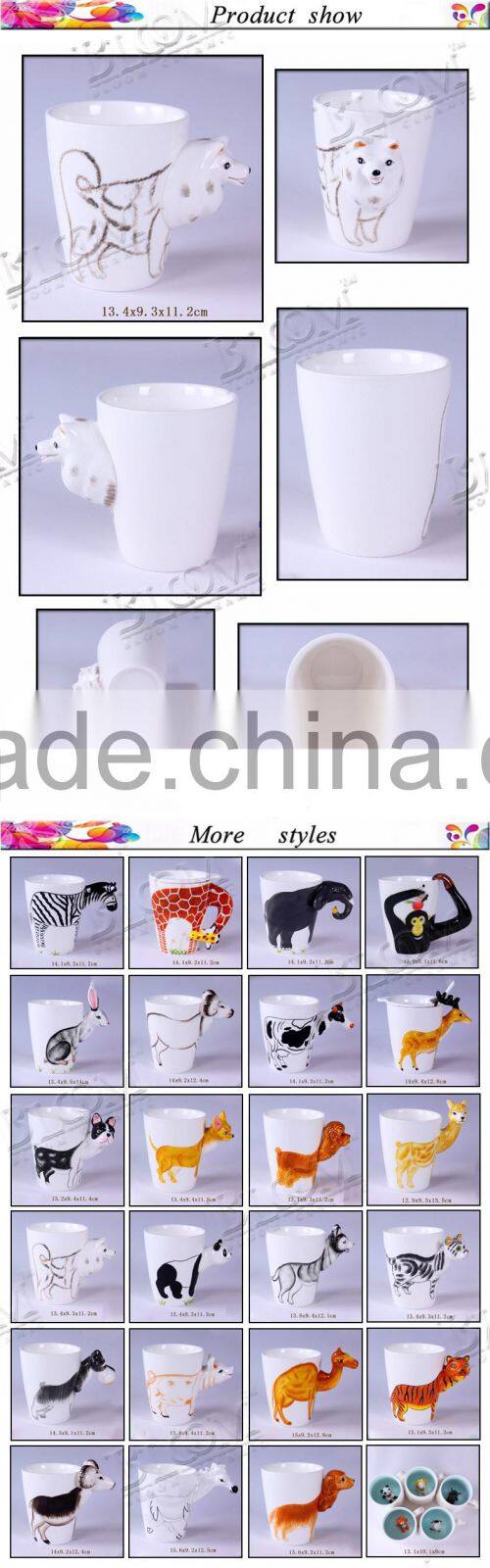 3D lovely animal desgin wholesale ceramic mugs