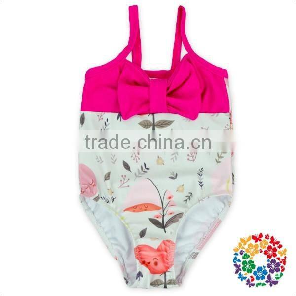 Hot Pink Bowknot One Piece Swimwear Clothes Baby Tanksuit 2017 Swimsuit