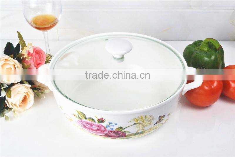 Microwave porcelain pot with glass lid