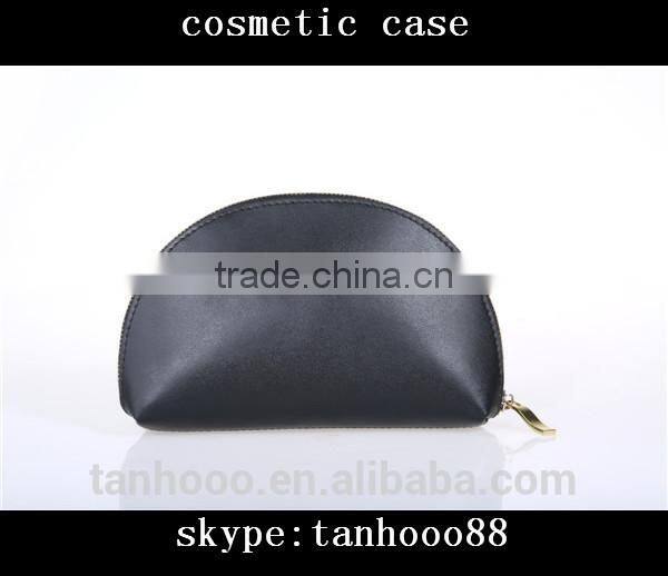Hot Selling Black Shell Shape Leather Cosmetic Case and Box Makeup Case