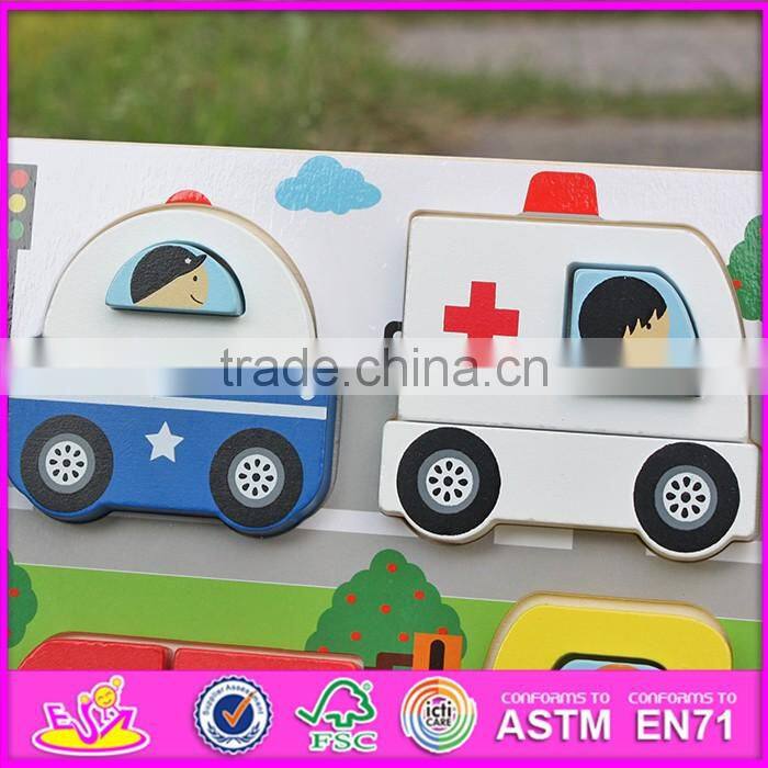2017 New product educational toy wooden car shape puzzle for kids W14D022