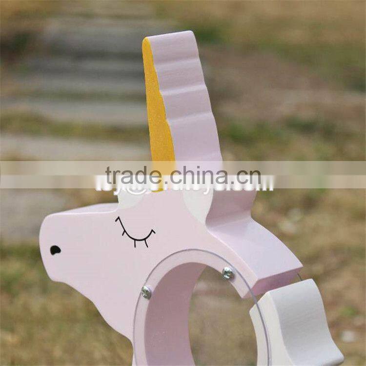 New design lovely wooden unicorn piggy bank for kids W02A257