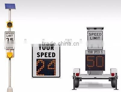 Pole Mount Radar Speed Signs / Portable Traffic Flashing Speed Limit Signs LED Warning Sign Powered Solar Radar Speed Sign