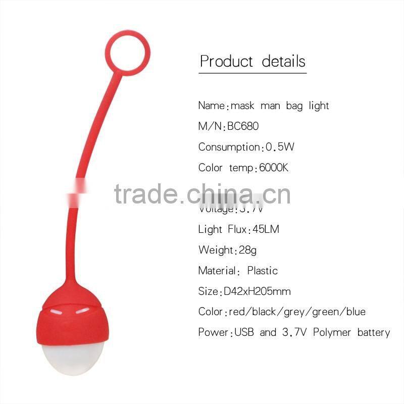 Environmental Lovely rechargeable easy carrying mask man bag light for Hallowmas gift