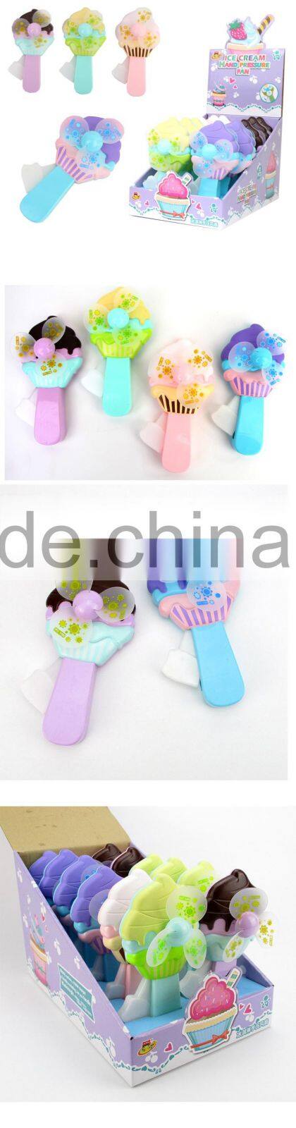 hot selling plastic ice cream hand pressure fan mini fan for kids
