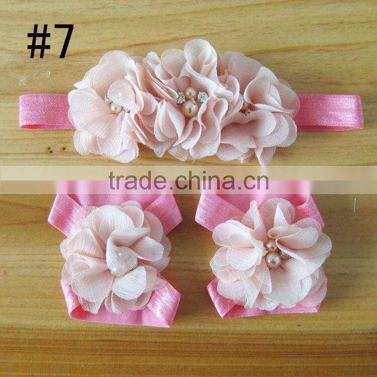 fabric flower headband for kids hair accessories, foot flower band for baby girl