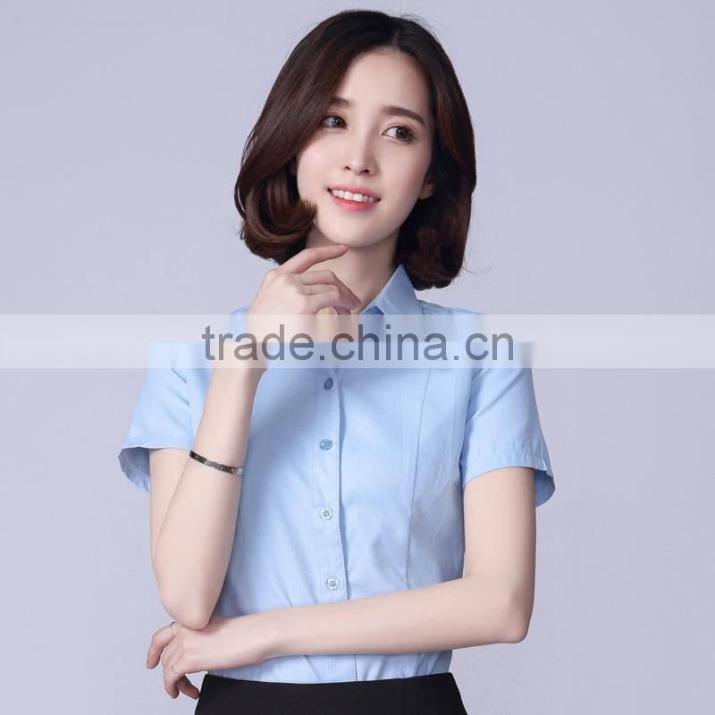 2017 Wholesale Short Sleeve Ladies Office Formal Shirt Design
