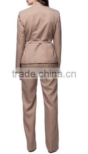 3-botton Belted Twill Pant Suit