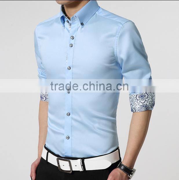fashion cotton slim fit custom men shirt (201501)