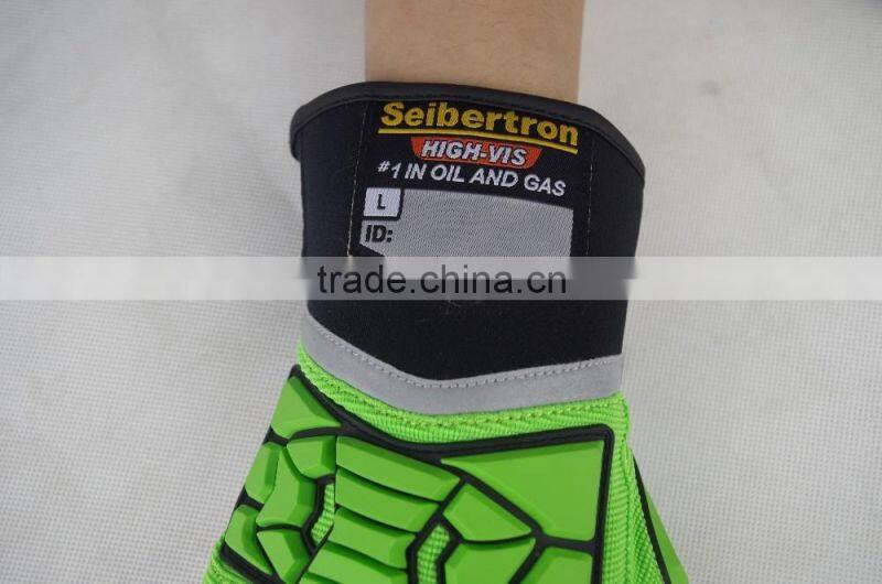 CE 4543 anti cut slash proof impact safety gloves, oil and gas safety cut resistant rubber gloves