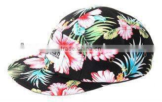 Fashion custom print pattern flower 5 panel hats/5 panel caps